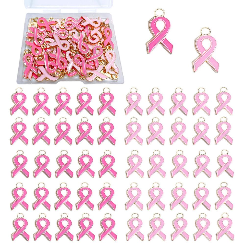 1678 Breast Cancer Charms for Jewelry Making Hope Awareness Ribbon Pendant